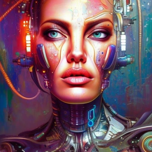 Cybernetic Atlantean Cyborg in Cyberpunk Armor