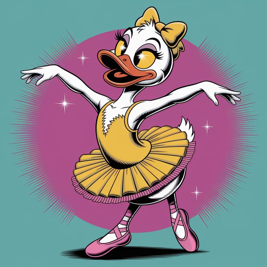 Duckling Ballerina in Pulp Comic Aesthetic