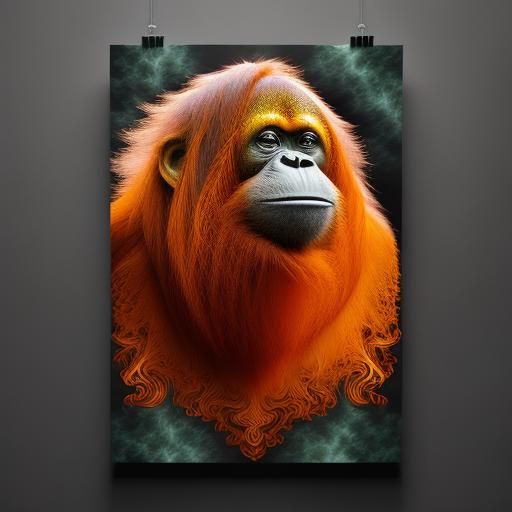 Abstract Orangutan with Zentangle Elements and 3D Shading