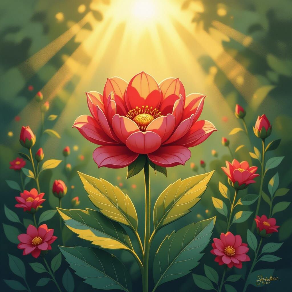 Vibrant Flower of Optimism in Golden Hour Glow