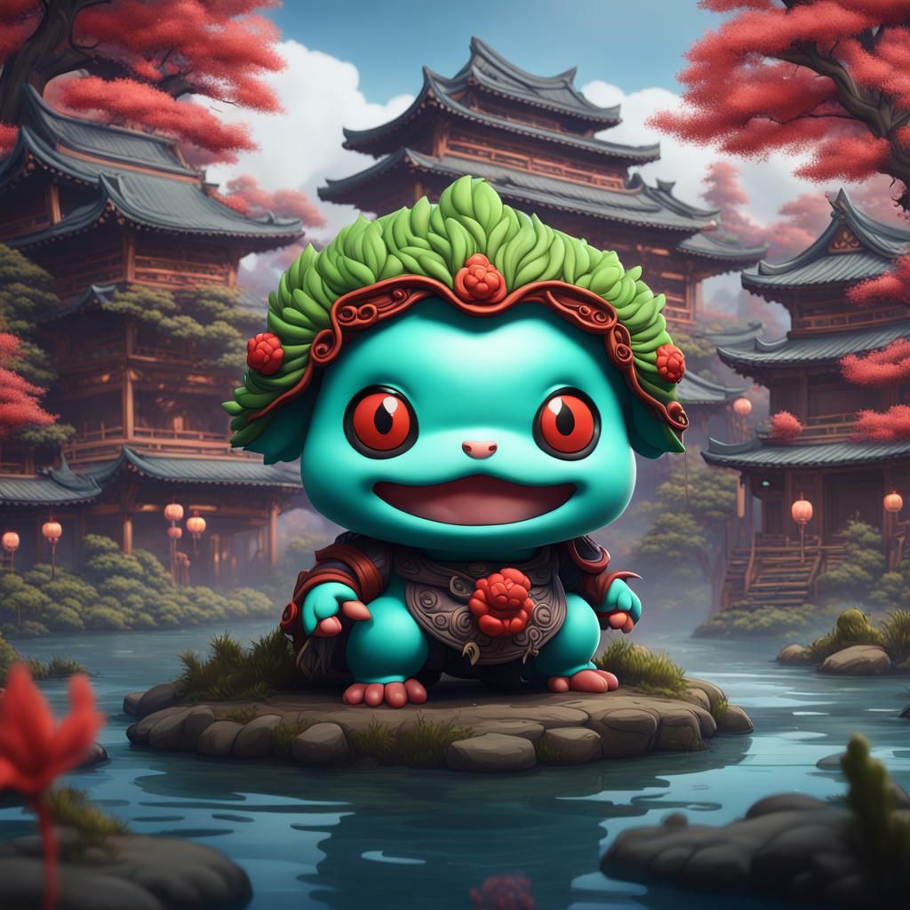 Chibi Kappa Yokai in Detailed Matte Painting Style