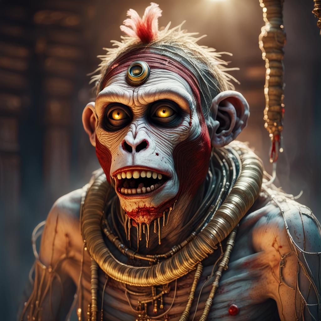 Zombie Monkey Monster Clown Mummy in Egyptian Tomb