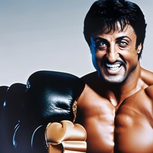 Hyperrealistic Rocky Balboa Grinning Portrait
