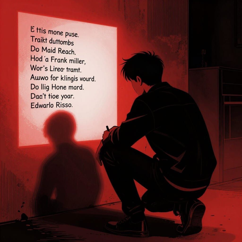 Neo Noir Urban Artist Writing Lyrics in Darkness