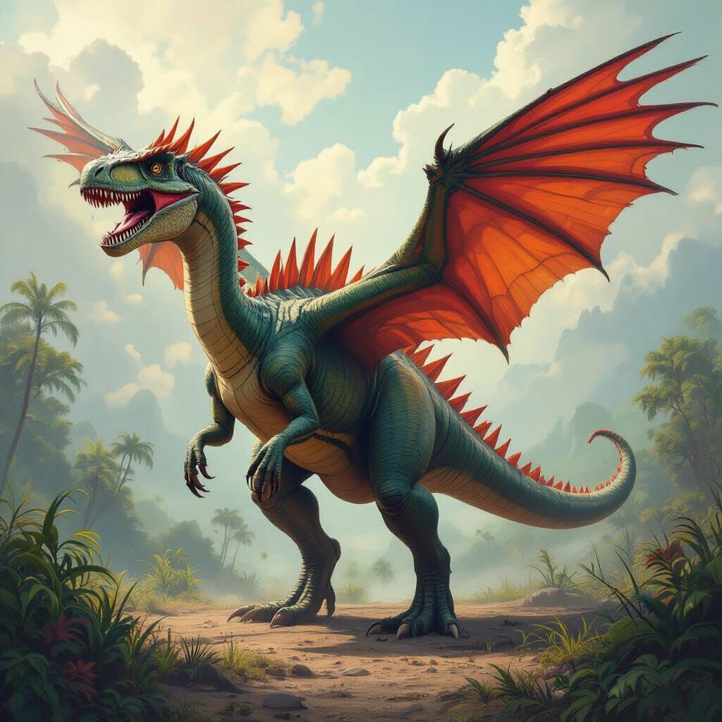Majestic Hybrid Dinosaur with Quetzalcoatlus Wings