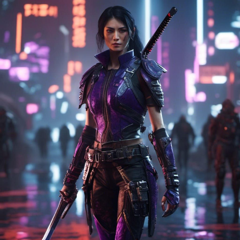 Cyberpunk Ninja Izanami with Katana in Unreal Engine 5