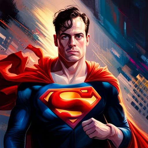 Superman as Graffiti Art in Style of Alex Ross