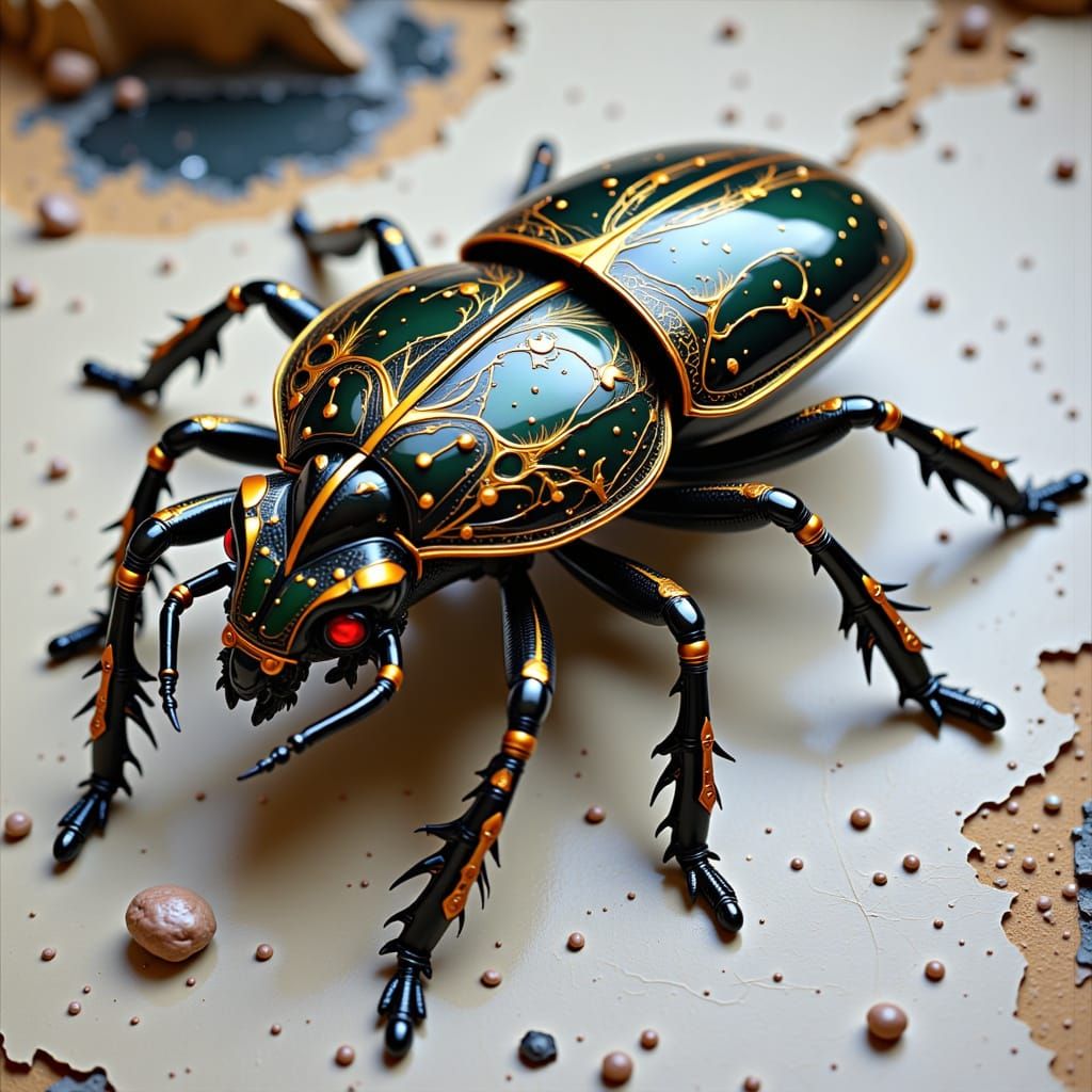 Biomechanical Scarab Beetle in Art Deco Style