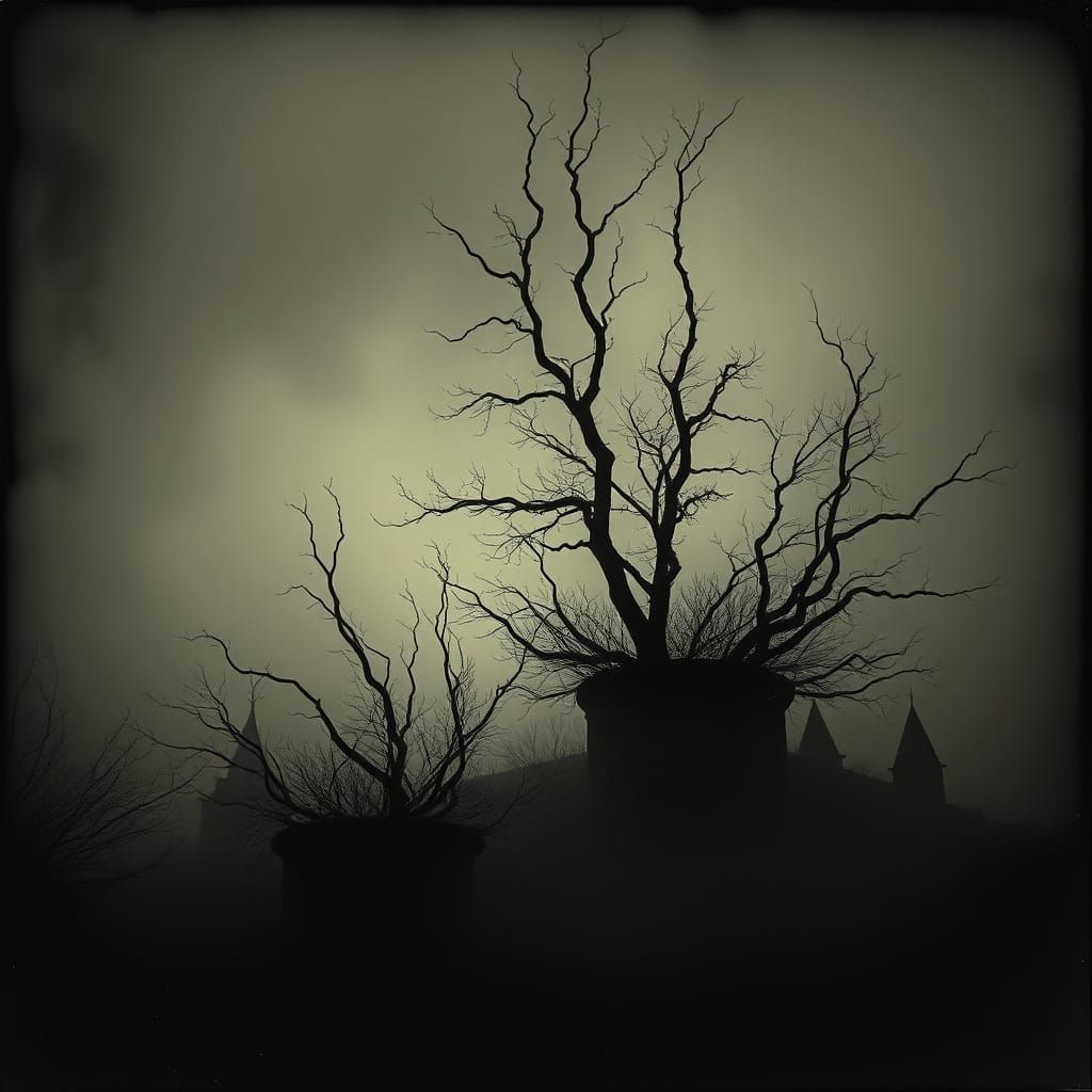 Surreal Impasto Photo of Transition in Film Noir Style