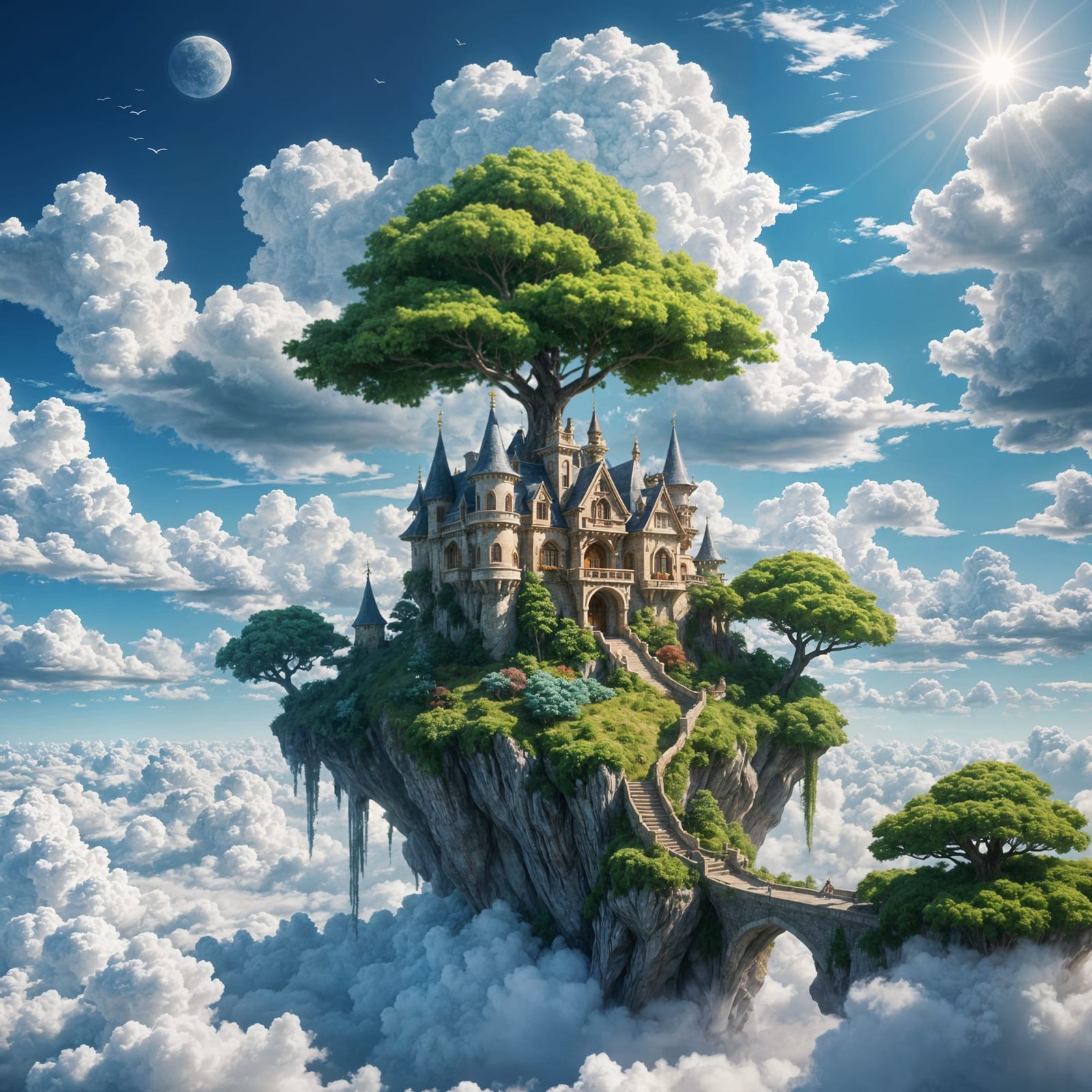 Fantasy Cloud Castle Dreamscape in Anime Style