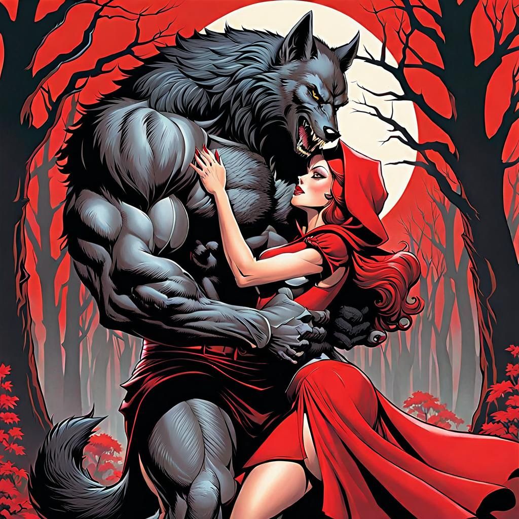 Red Riding Hood's Voluptuous Embrace: Graphic Novel Art