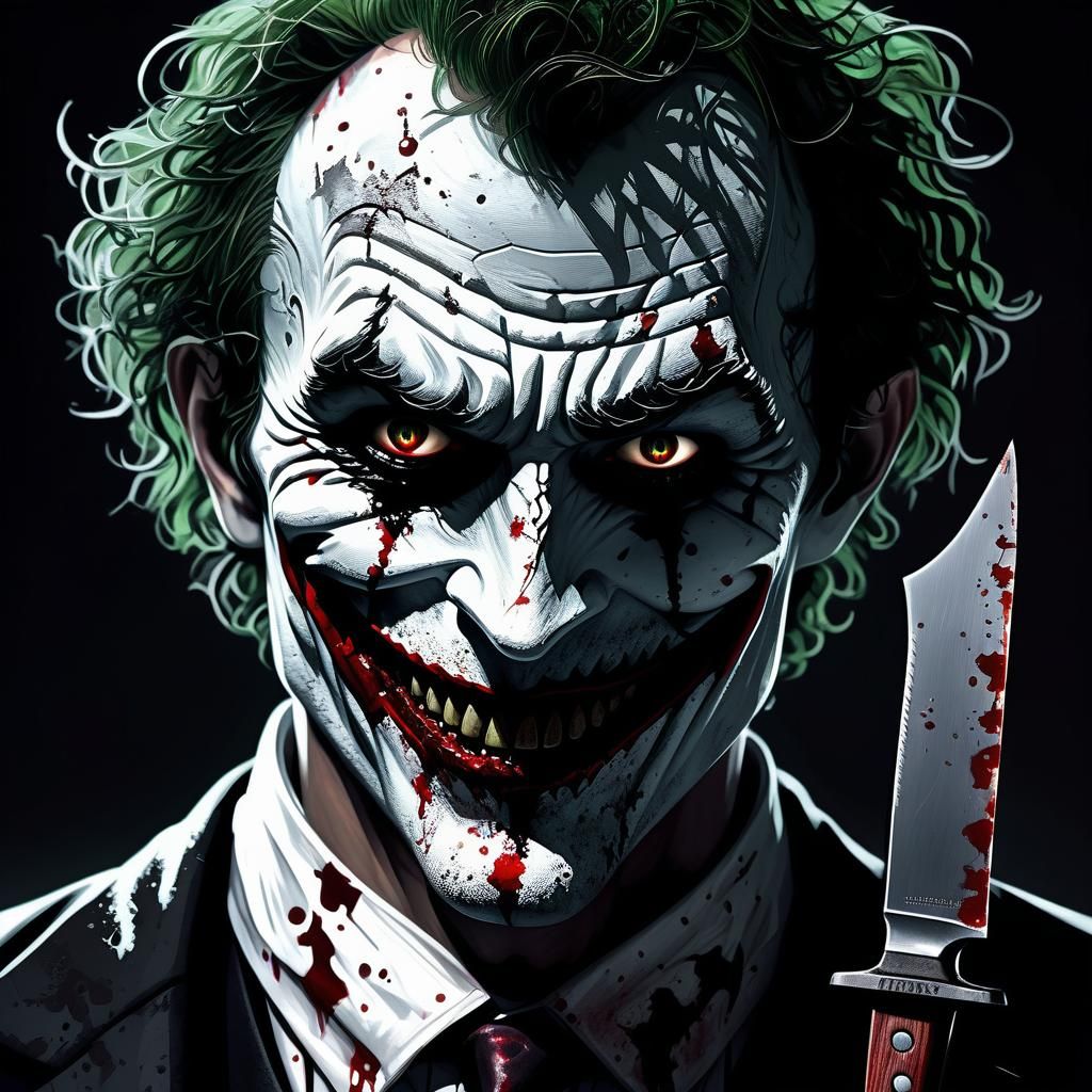 Gothic Horror Joker Portrait in Tim Burton Style