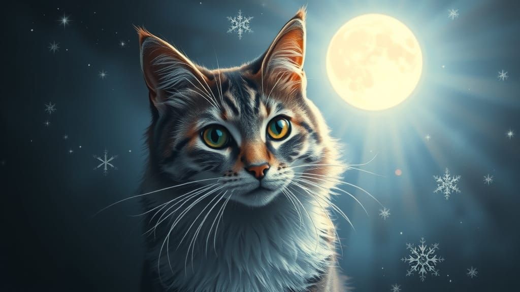 Cat Dissolving into Moonlight: Abstract Dreamscape