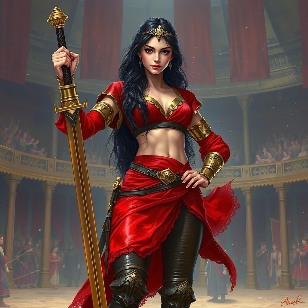 Agile Warrior Princess with Sword in Fantasy Arena