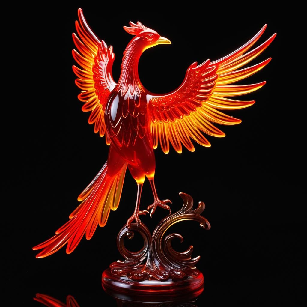 Uranium Glass Phoenix Bird Figurine