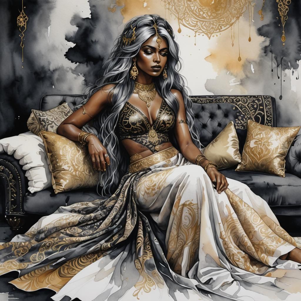 Ethereal Persian Goddess in Golden Hues