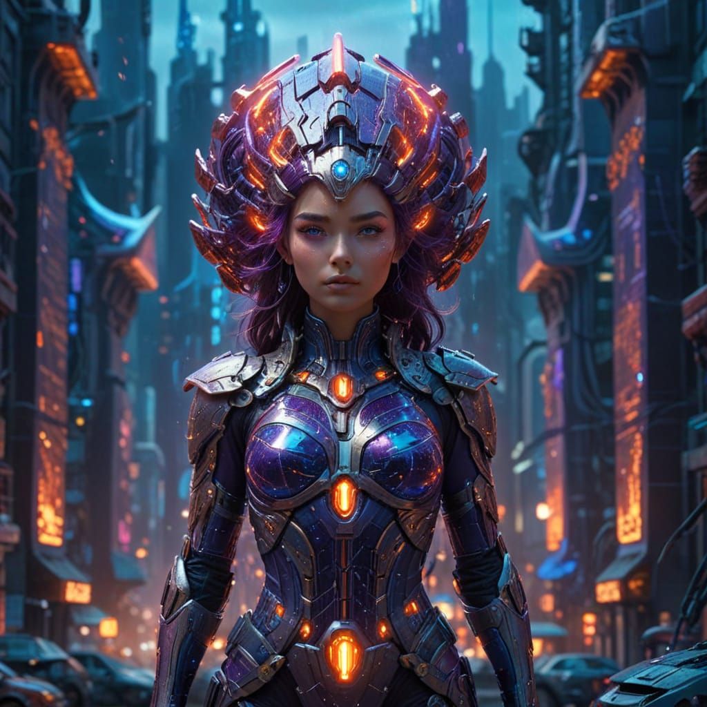 Sci-Fi Goddess in Futuristic City Concept Art