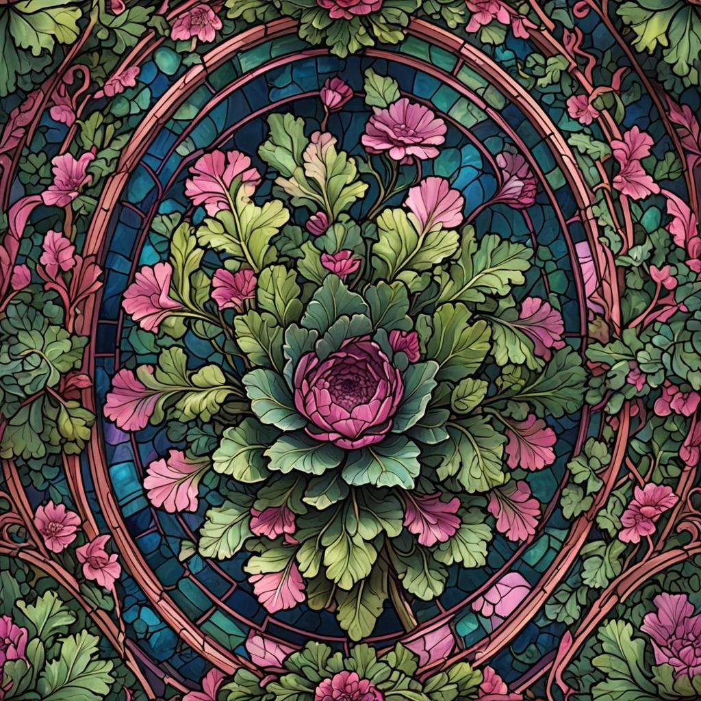 Vibrant Stained Glass Flower: Detailed Fantasy Art