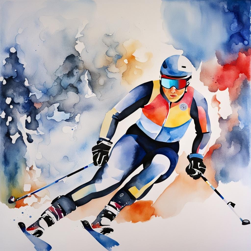 Watercolor Collage of Winter Olympic Sports