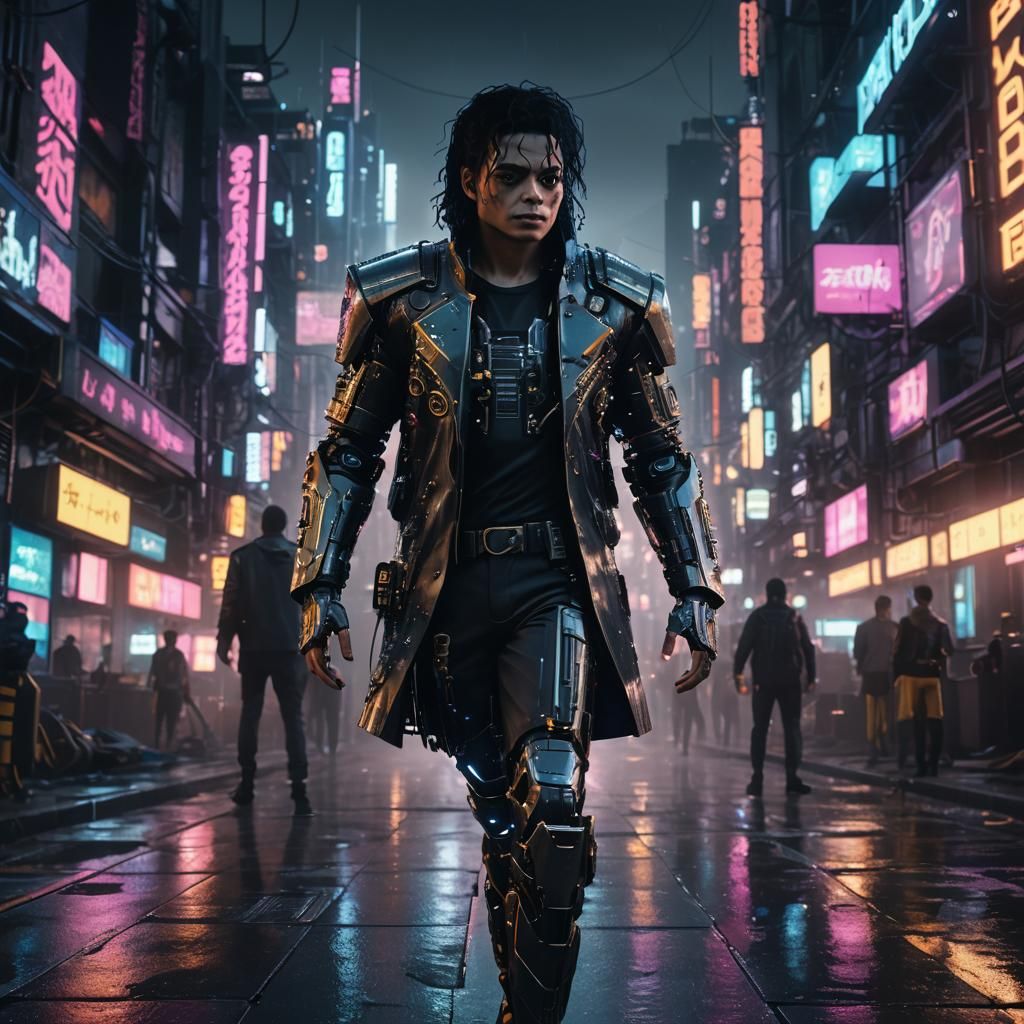 Cyberpunk Portrait of Michael Jackson in Futuristic City