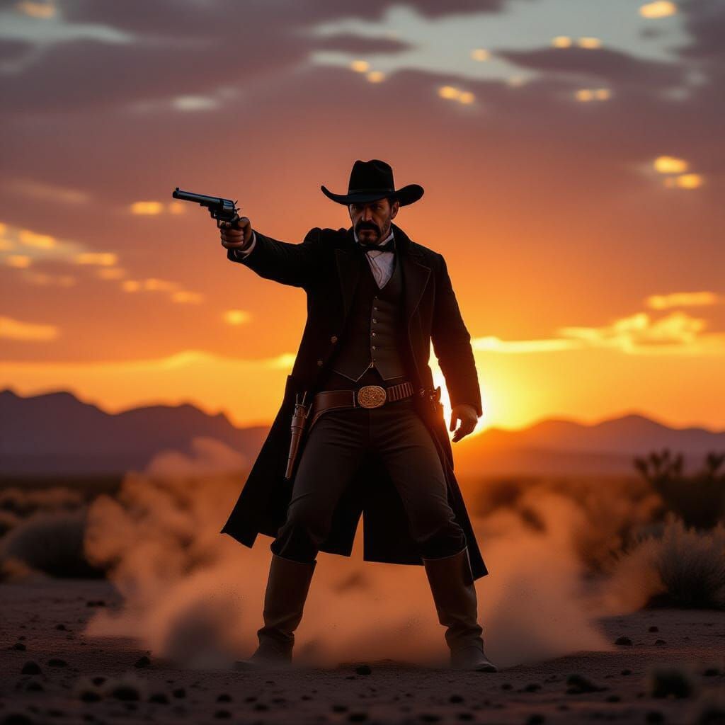 Sheriff Wyatt Earp in Dramatic Sunset Showdown