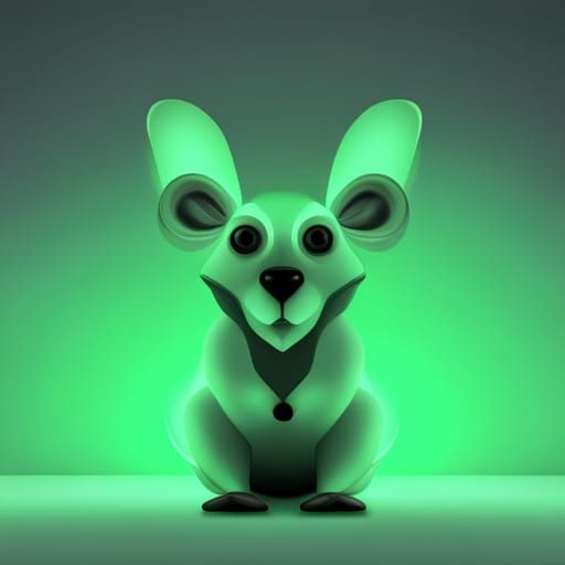 Glowing Neon Green Mouse in the Dark