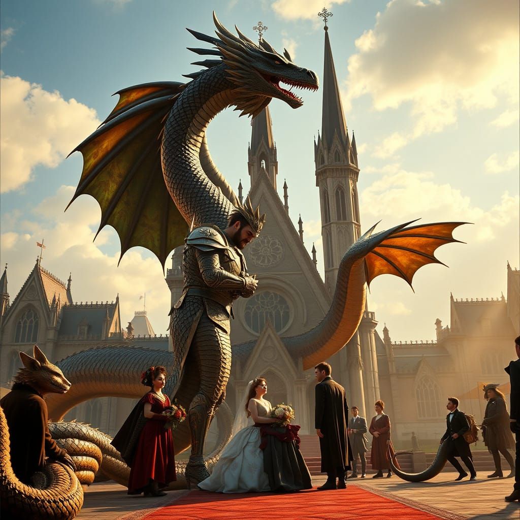 Epic Fantasy Family Portrait: Dragons, Titans, and Mythical...