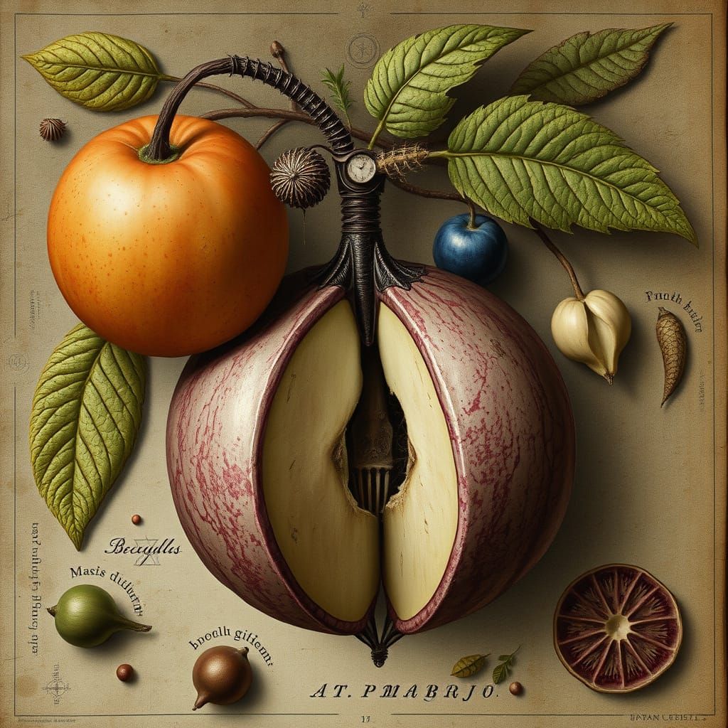 Mechanical Botanicals and Fruit Art