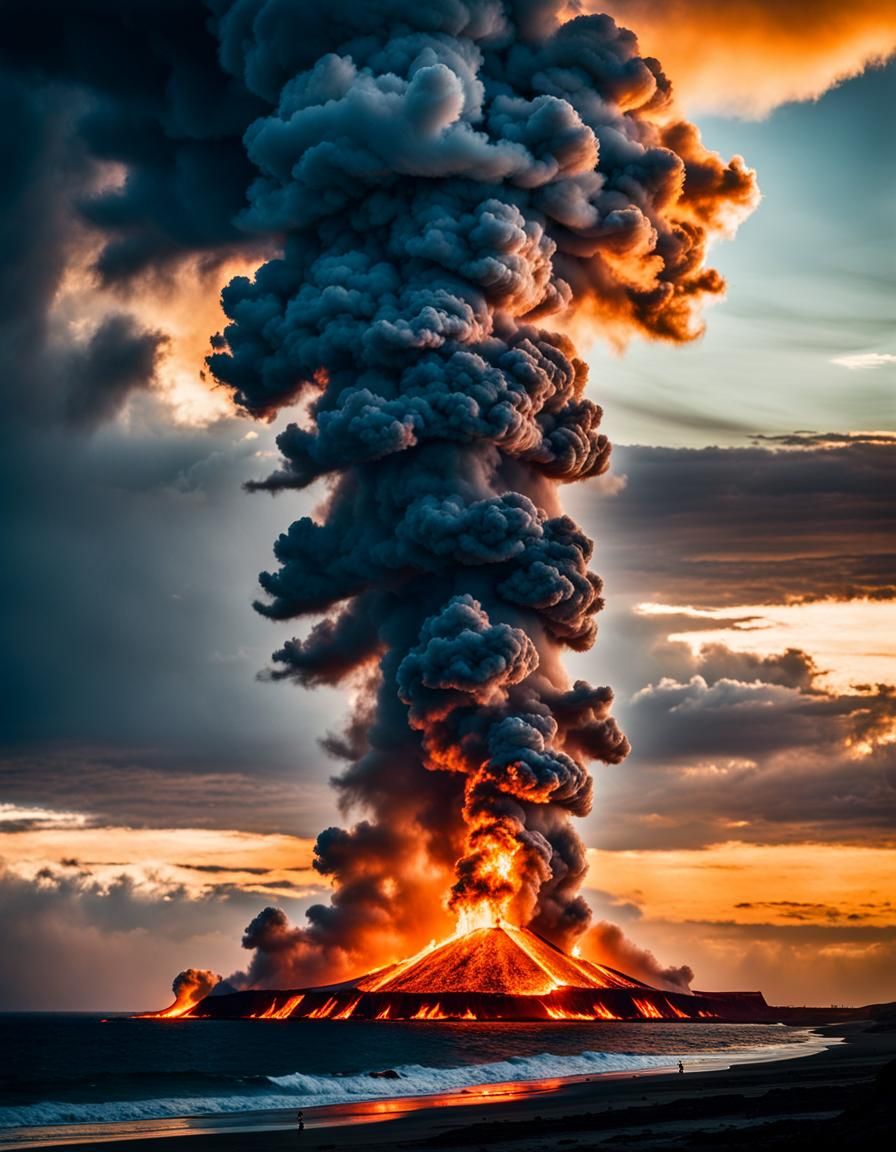 Dramatic Fire Column Erupts Near Sea