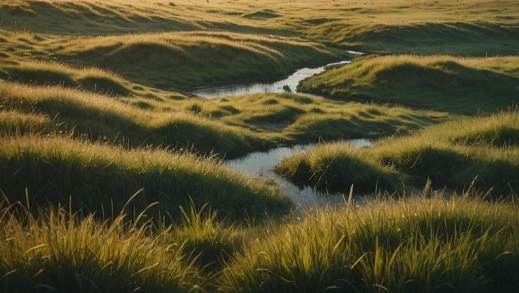 Misty Sunrise Over Rolling Hills