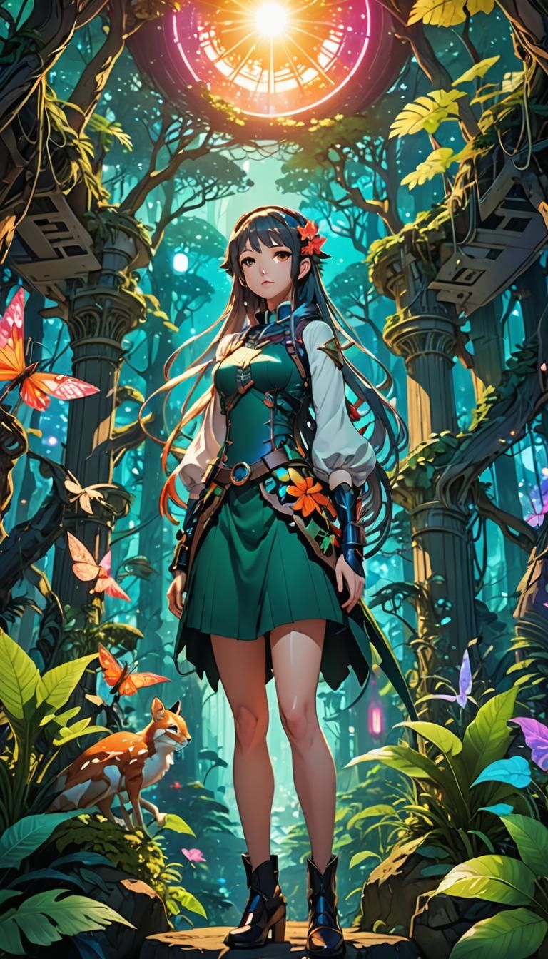 Manga Chimera Girl in Fantasy Forest