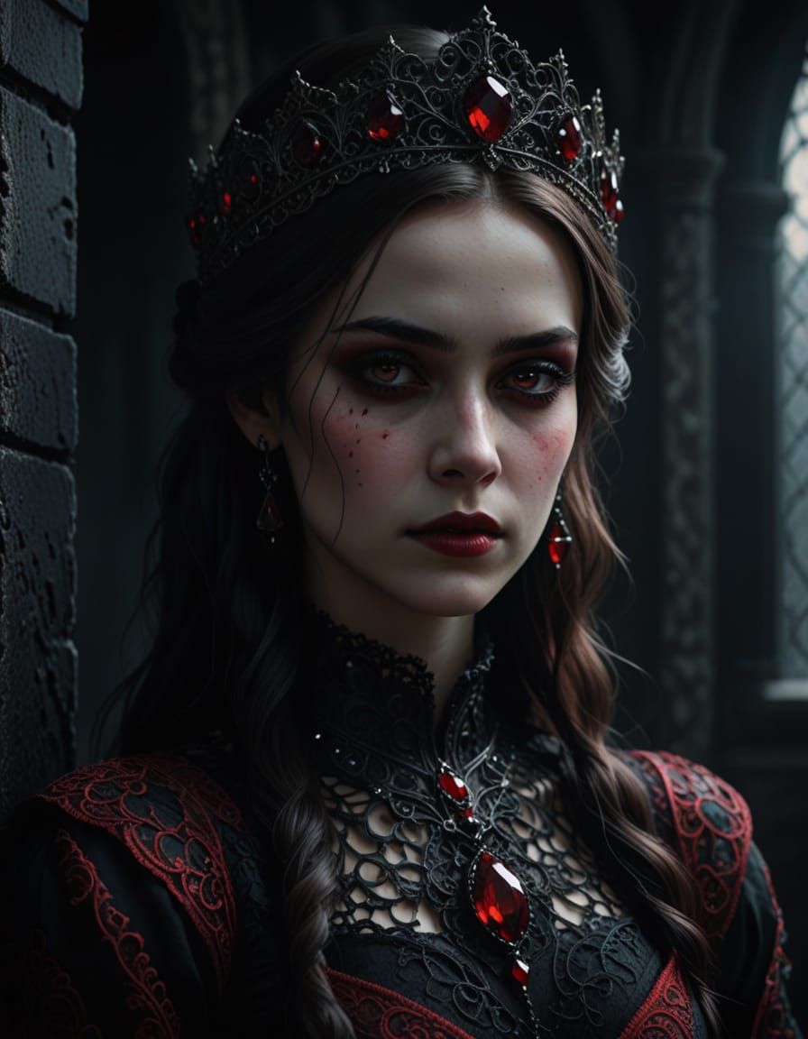Elegant Gothic Princess Portrait in Dark Fantasy Style