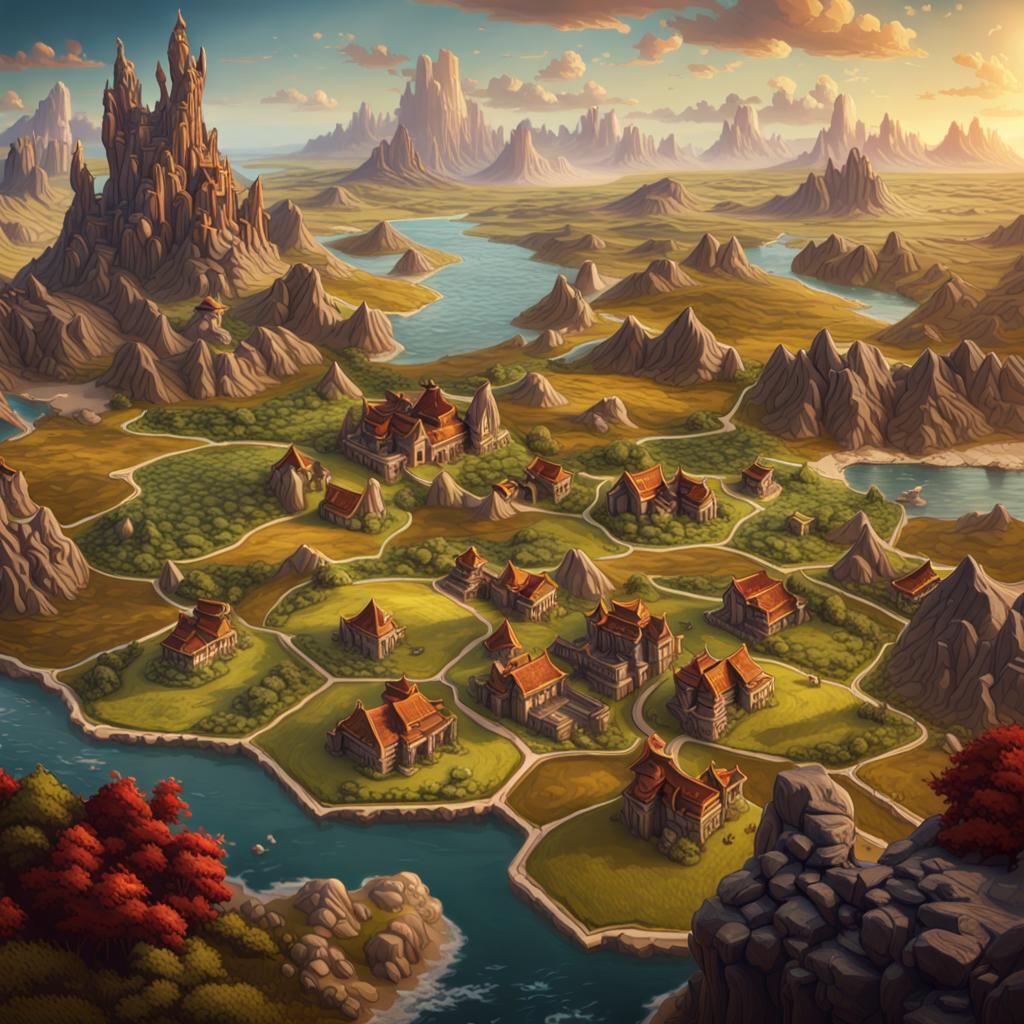Catan Landscape: Detailed Matte Painting in 8K