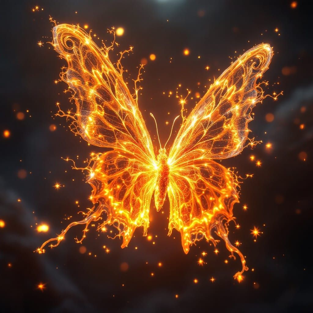 Majestic Fiery Butterfly in Vibrant, Hyper-Detailed CGI