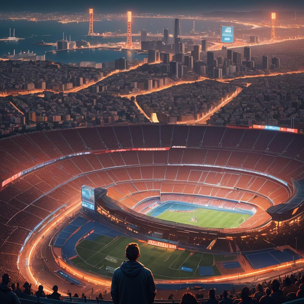 Hansi Flick at Barcelona Stadium: Digital Art