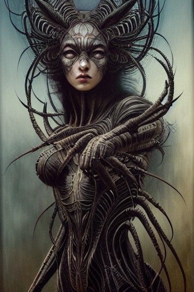 Terrifying Spider Portrait in Digital Art Style