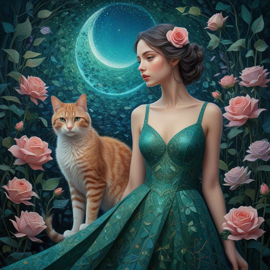 Whimsical Oil Painting with Intricate Textures and Dreamy Ni...