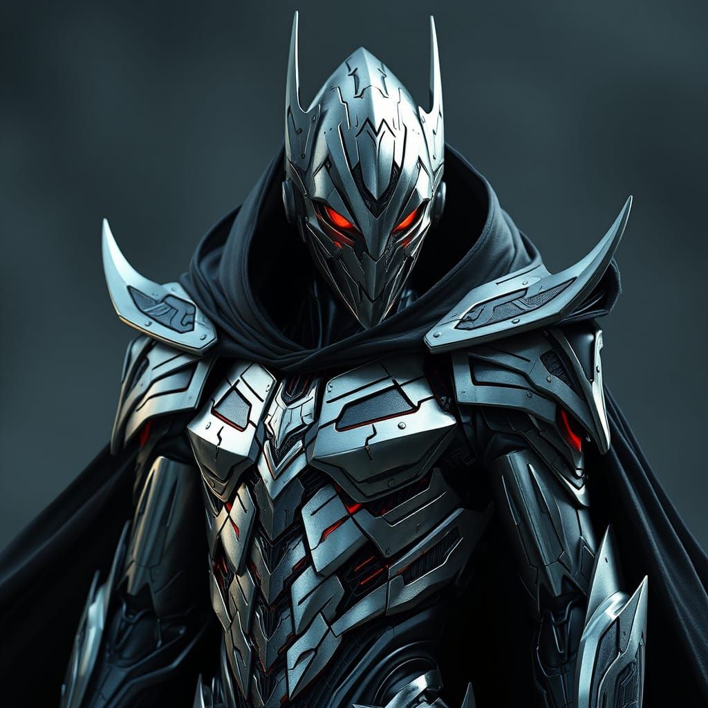 Metallic Monarch of the Night: A Dark, Gritty Robot Confront...