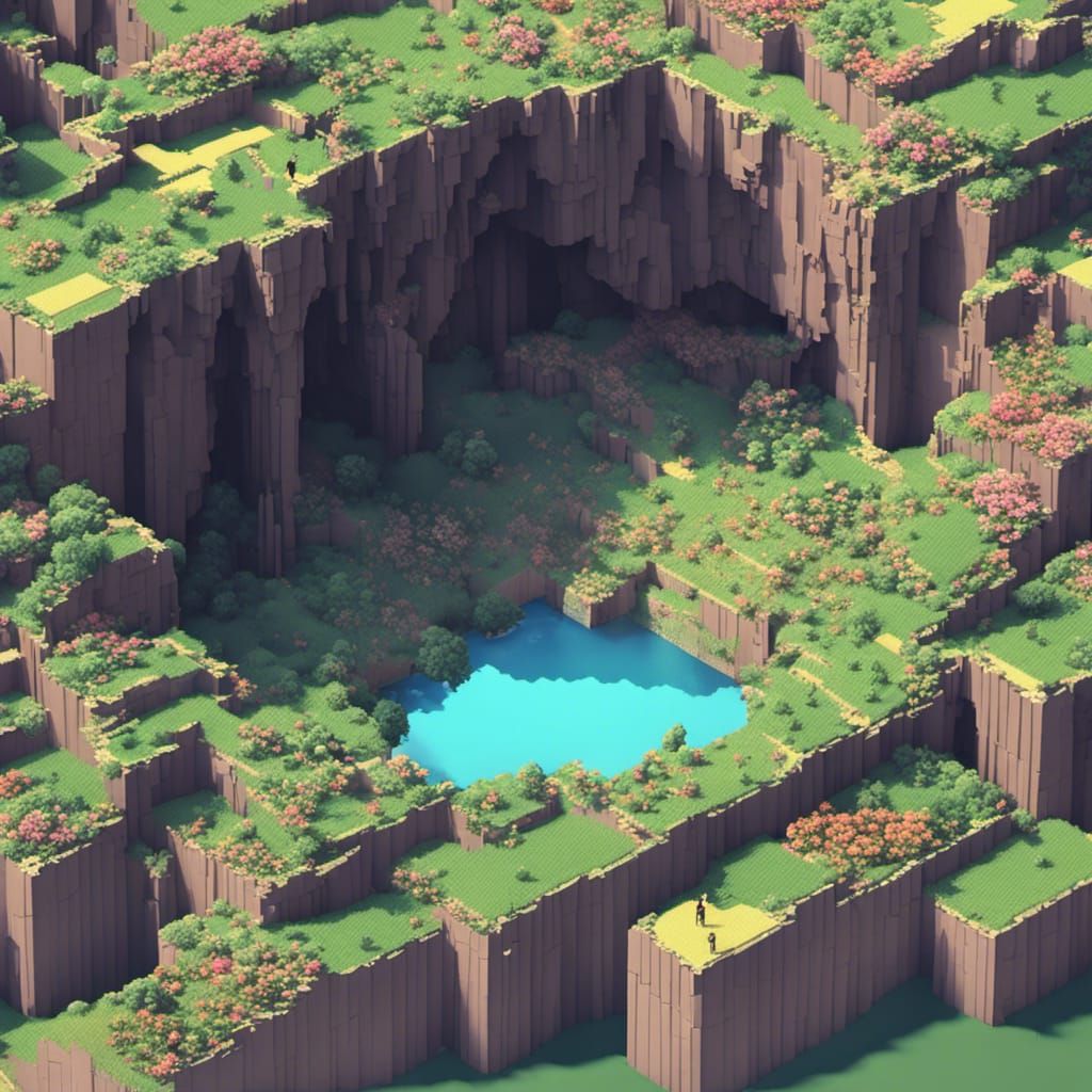 Surreal Balcony View in Pixel Art Glitch Effect