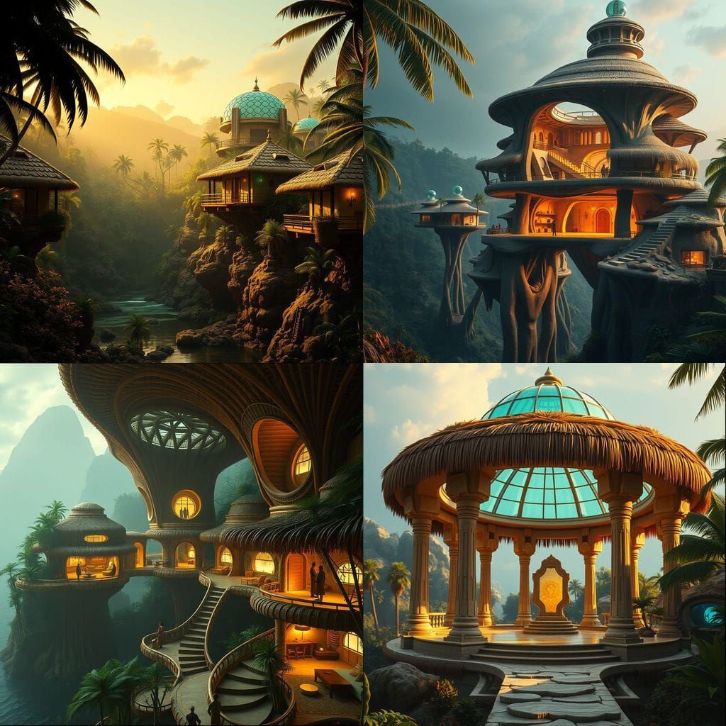 Exotic Island Cities in Tropical Zone Architecture
