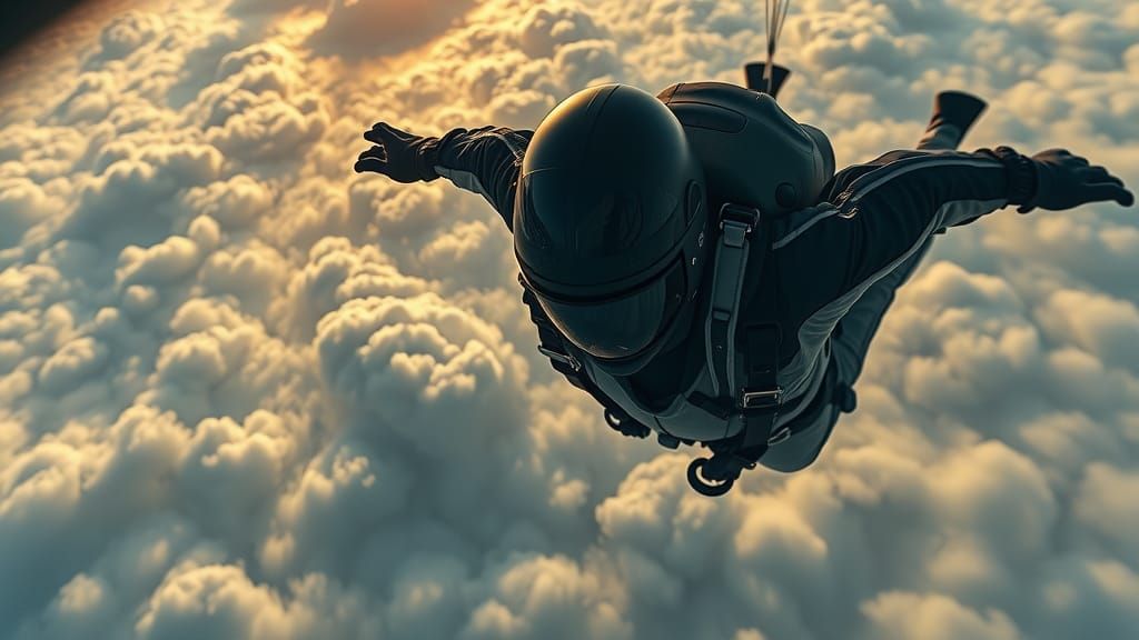 Skydiver Plunges Through Clouds in Hyperrealistic Detail