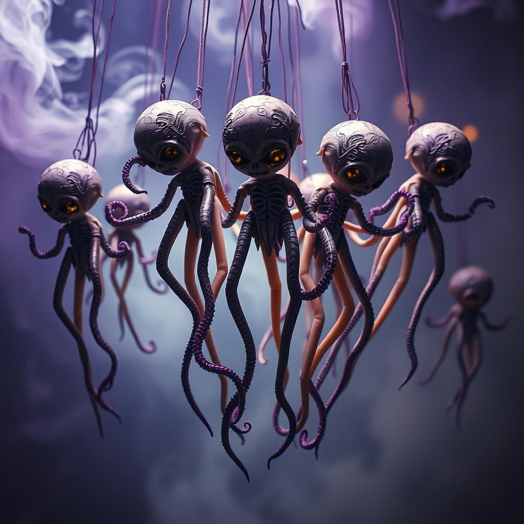 Spooky Octopus Dolls in Dark Fantasy Style