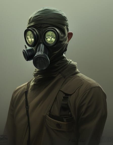 Gas Mask Portrait in Hyperdetailed Style
