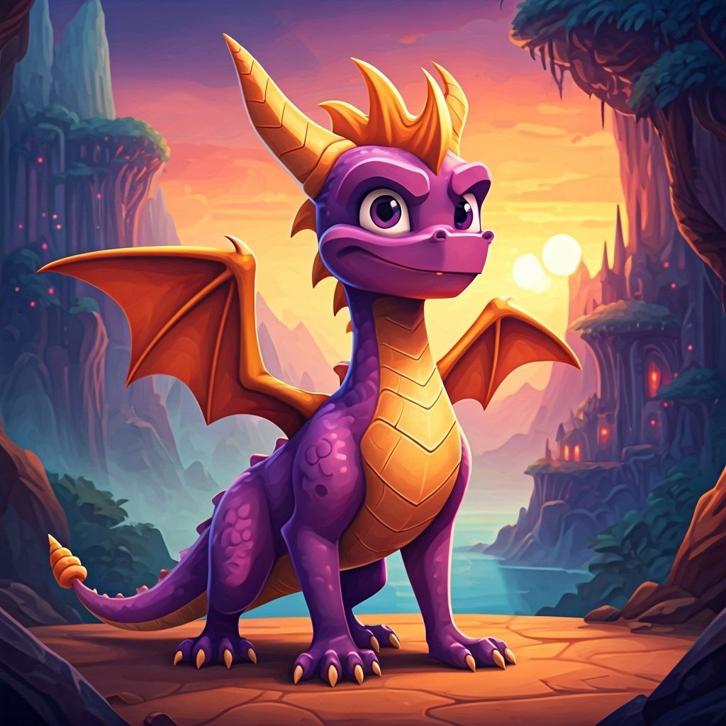 Heroic Spyro in a Fantastical Landscape