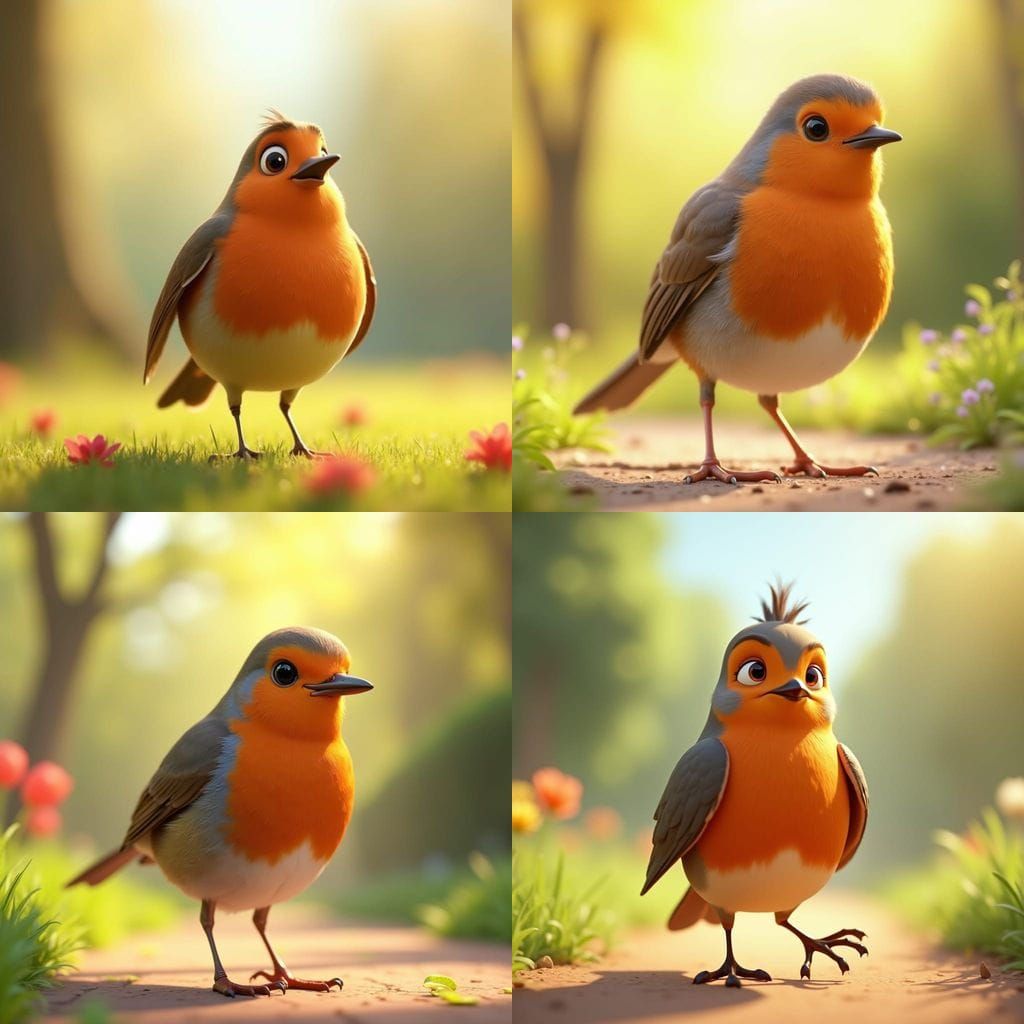Proud Robin Celebrates Spring: 3D Digital Art
