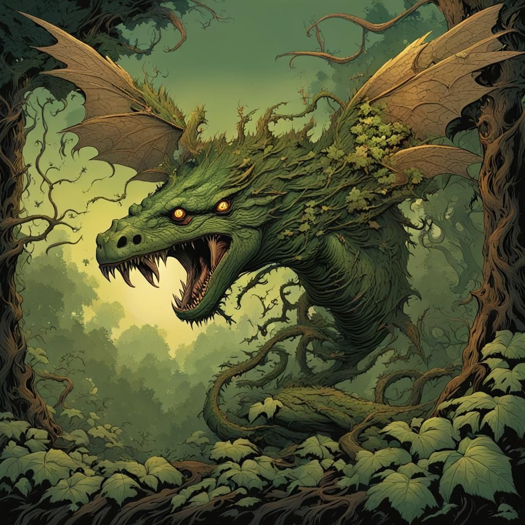Ferocious Forest Serpent in Comic Book Art