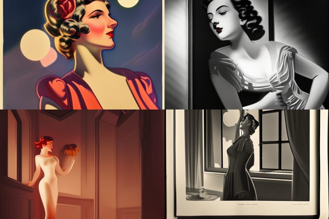 1940s Woman in Volumetric Lighting: Film Noir Style