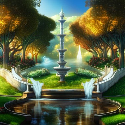 Four Seasons in Anime Fantasy Park Landscape