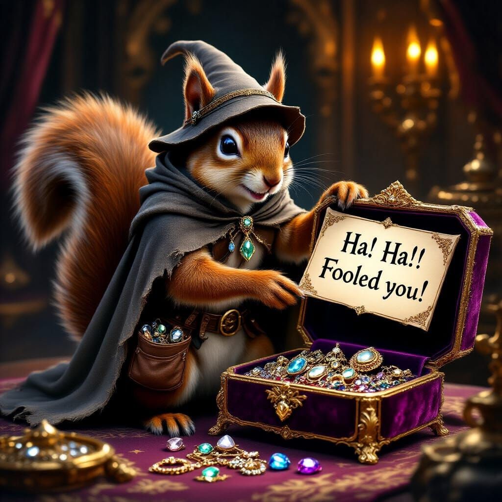 Medieval Squirrel Thief's Heist in Fantasy Style