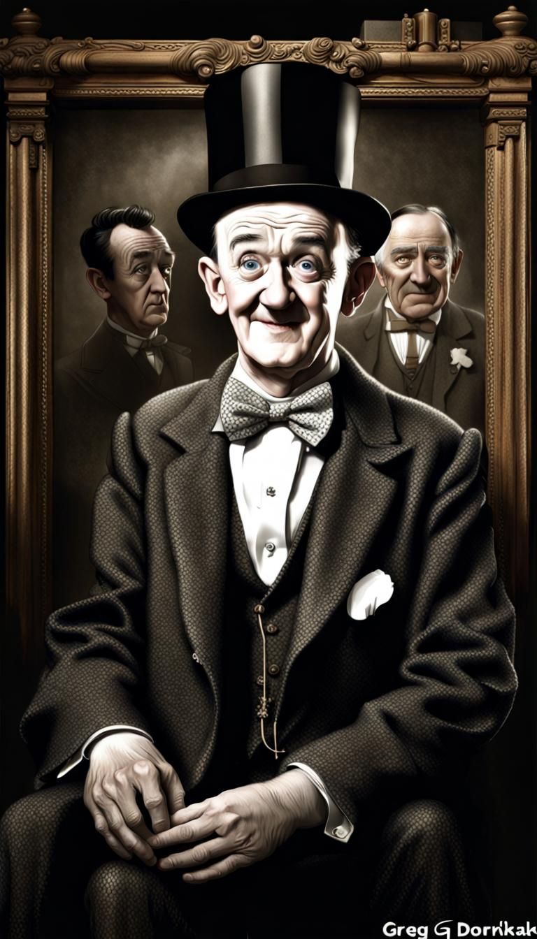 Hyperrealistic Portrait of Stan Laurel in Cinematic Style